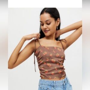 Cherry Print Brown Women's Top